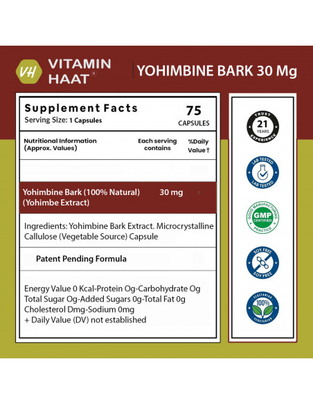 Yohimbine Bark Extract 30mg