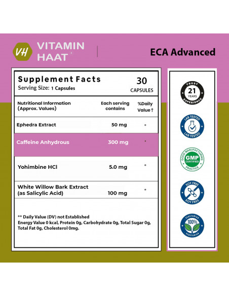 Caffeine, Ephedra Extract, L-Theanine Capsules