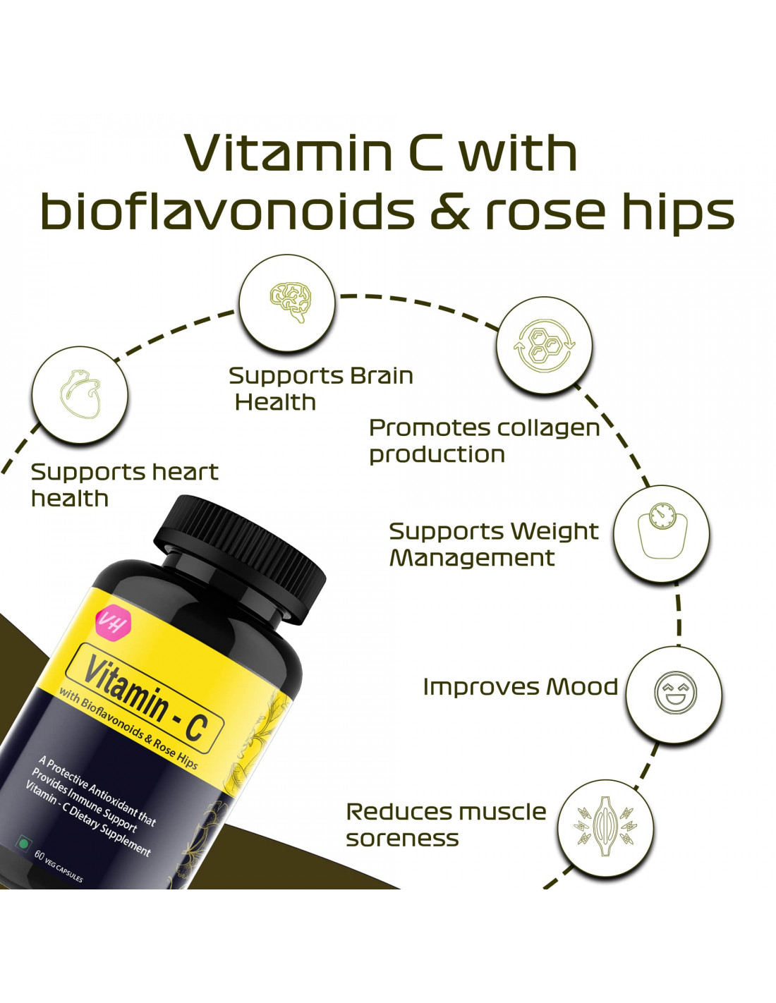 Vitamin C with Bioflavonoids & Rose Hip + Skin Health + Healthy Hair